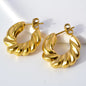 Hypoallergenic Jewelry Earrings OEM Tarnish Free Stainless Steel 18k Gold Plated Thick Cc Stud Earrings Hoop Earrings For Women