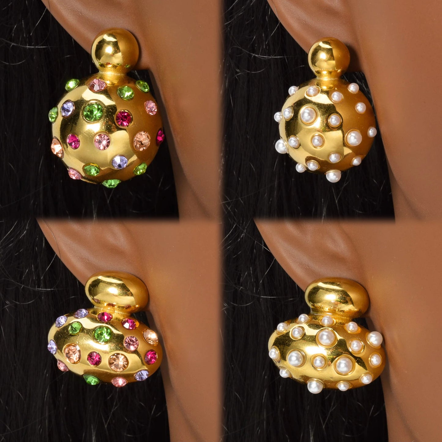 Luxury fashion jewelry Wholesale bulk 18k gold plated stainless steel pearl zircon chunky drop earrings women