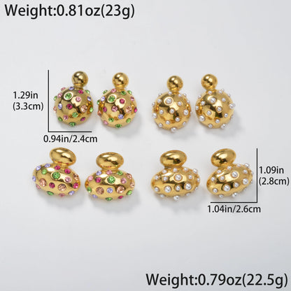 Luxury fashion jewelry Wholesale bulk 18k gold plated stainless steel pearl zircon chunky drop earrings women