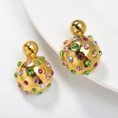 Luxury fashion jewelry Wholesale bulk 18k gold plated stainless steel pearl zircon chunky drop earrings women