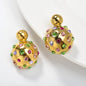 Luxury fashion jewelry Wholesale bulk 18k gold plated stainless steel pearl zircon chunky drop earrings women