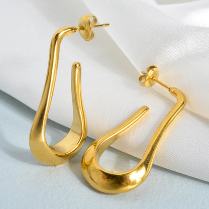 Hypoallergenic 18k Gold Plated Stainless Steel Irregular Water Drop Earrings Women