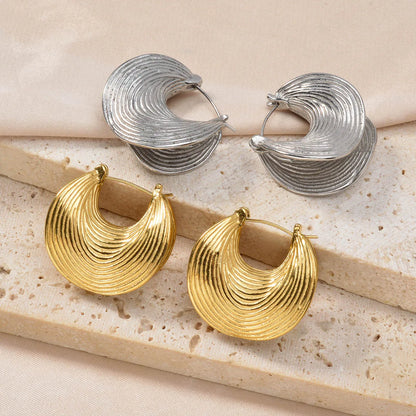 Fashion jewelry Waterproof Stainless Steel 18k Gold Plated shell hoop Earrings Women