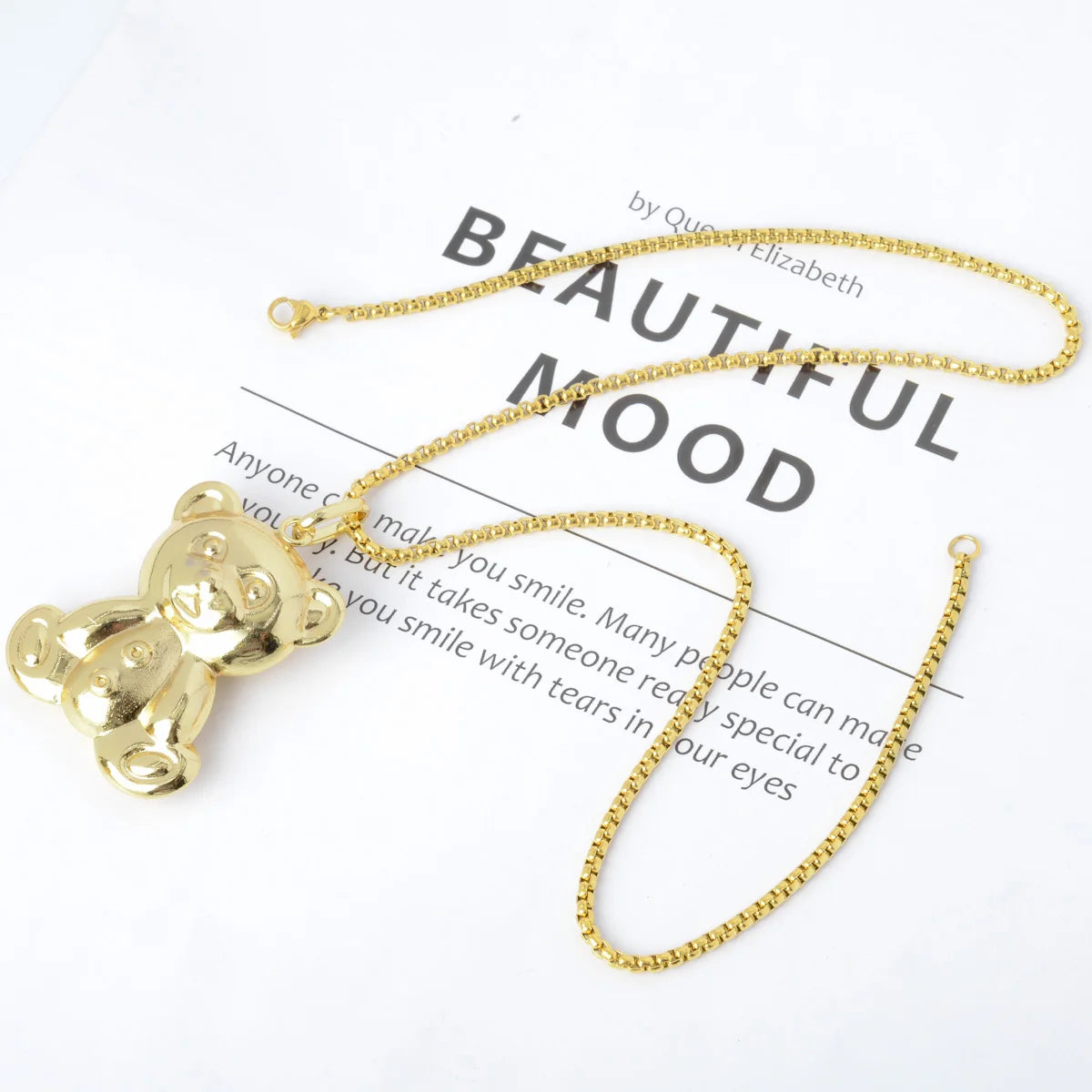 ZEADear Jewelry Korean 18k Gold Color Copper Teddy Bear Pendant Necklace Dubai Statement Necklace for Women Party Friend Gift