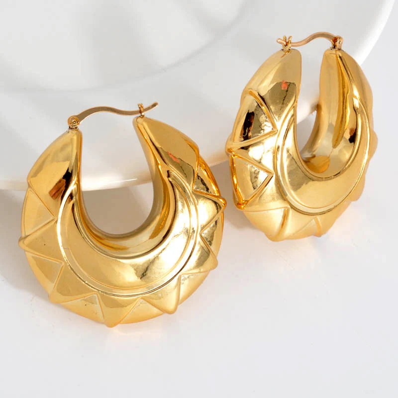 Fashion Wholesale Exaggerated 18k Gold Plated Statement Big Hoop Drop Earrings