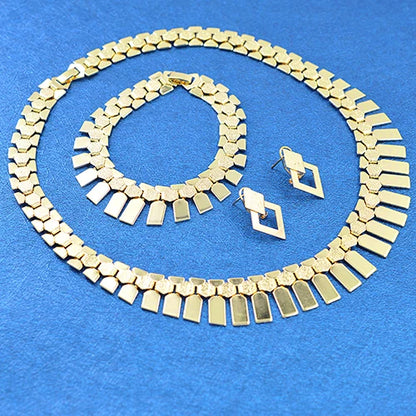 Dubai high quality copper Women wedding party big accessories for women 14K gold jewelry set