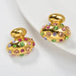 Luxury fashion jewelry Wholesale bulk 18k gold plated stainless steel pearl zircon chunky drop earrings women