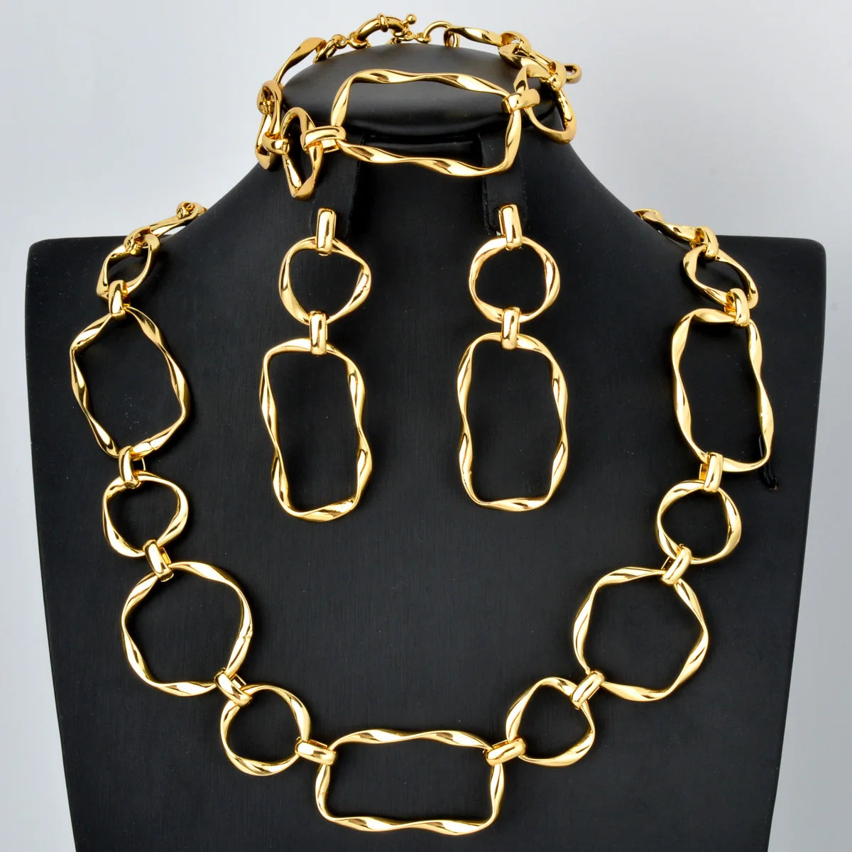 Custom Wholesale Jewellery Fashion Dubai Gold Plated Luxury Bridal Wedding Jewelry Sets Women