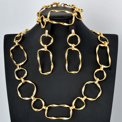 Custom Wholesale Jewellery Fashion Dubai Gold Plated Luxury Bridal Wedding Jewelry Sets Women