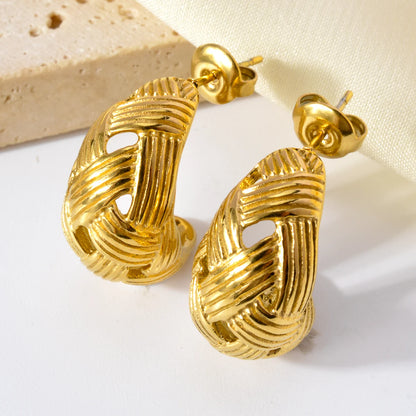 Hypoallergenic Jewelry Earrings OEM Tarnish Free Stainless Steel 18k Gold Plated Thick Cc Stud Earrings Hoop Earrings For Women