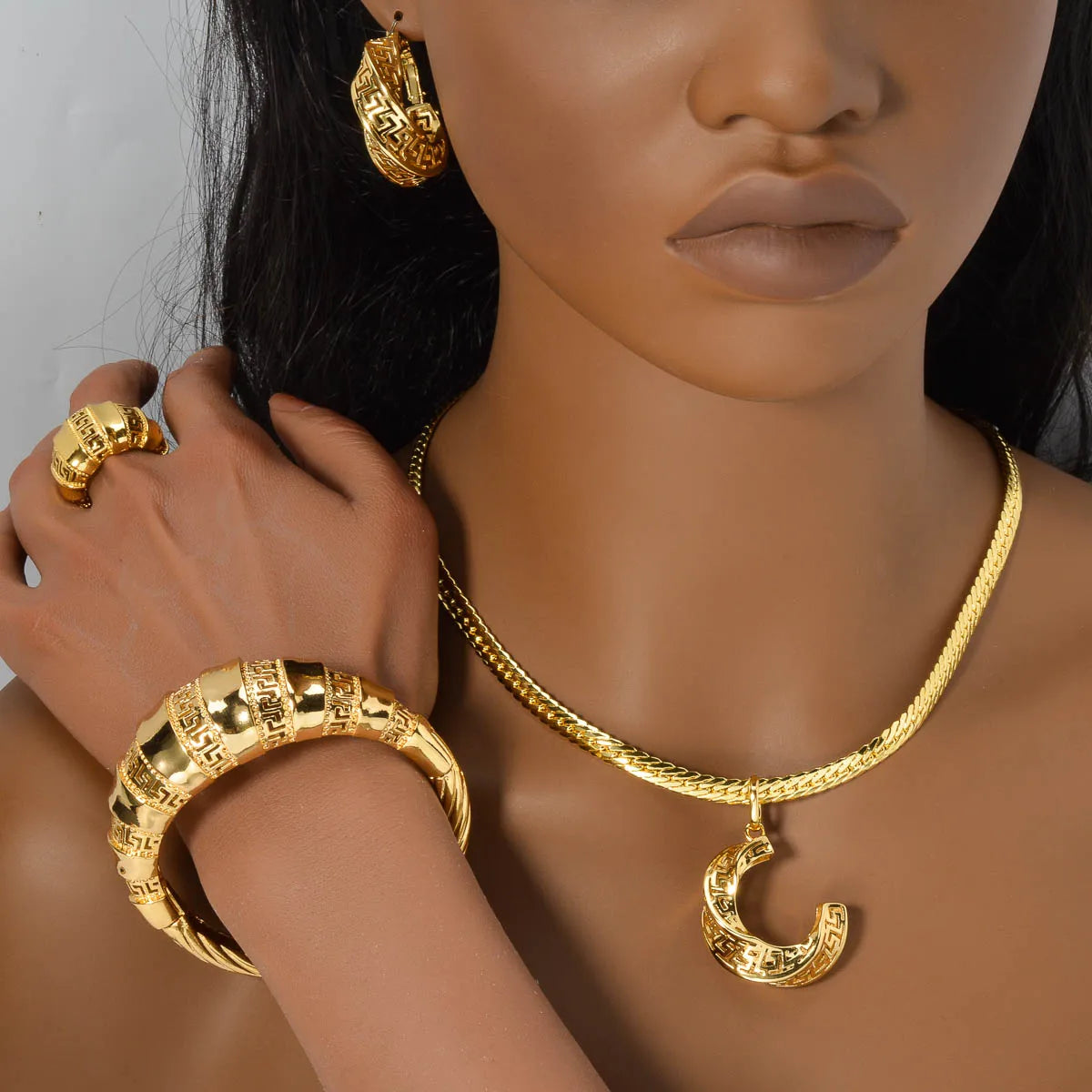 zeadear jewelry dubai 14k gold plated copper earring bracelet ring necklace jewelry sets