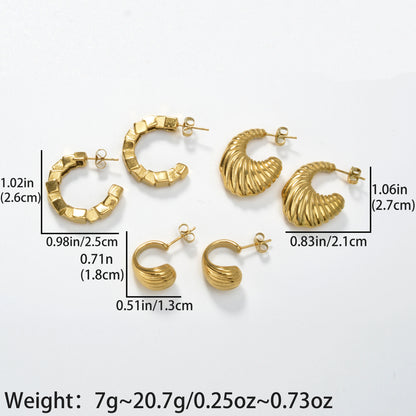 New Arrival Fashion Luxury Custom 18k Gold Plated Stainless Steel CC Earrings Women