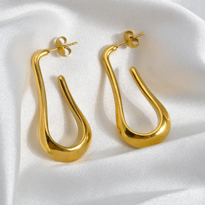 Hypoallergenic 18k Gold Plated Stainless Steel Irregular Water Drop Earrings Women