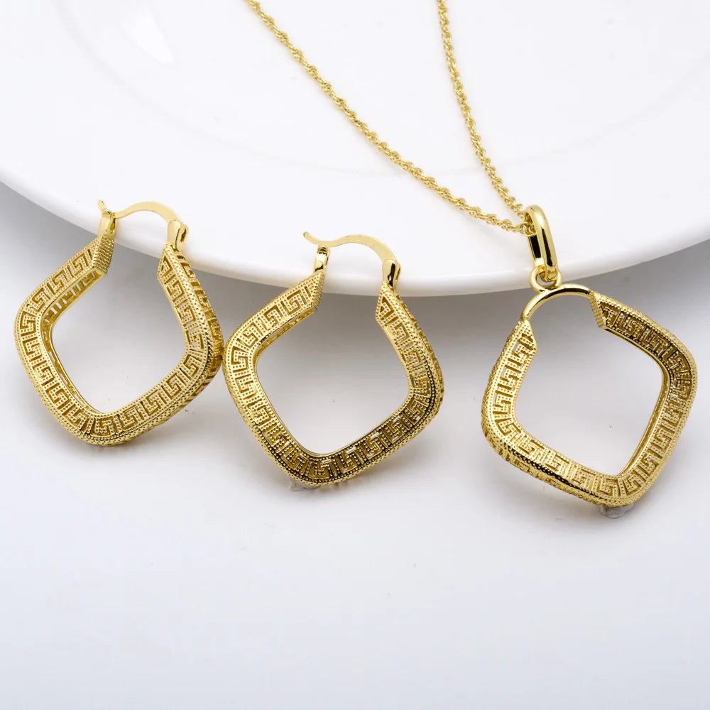 Fashion jewelry high quality copper wedding bride 18k gold plated dubai gold jewelry set for women