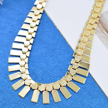 Dubai high quality copper Women wedding party big accessories for women 14K gold jewelry set