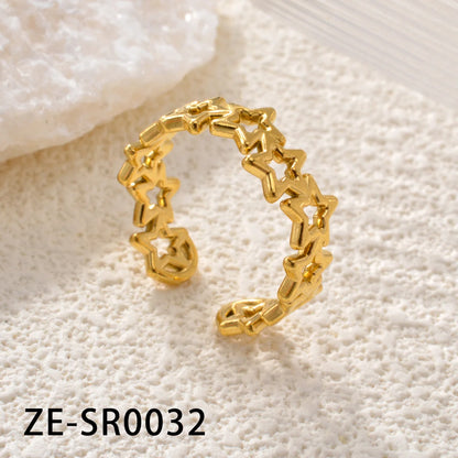 Non Tarnish Waterproof 18k Gold Plated Stainless Steel Snake Adjustable Jewelry open Ring