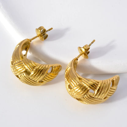 Hypoallergenic Jewelry Earrings OEM Tarnish Free Stainless Steel 18k Gold Plated Thick Cc Stud Earrings Hoop Earrings For Women