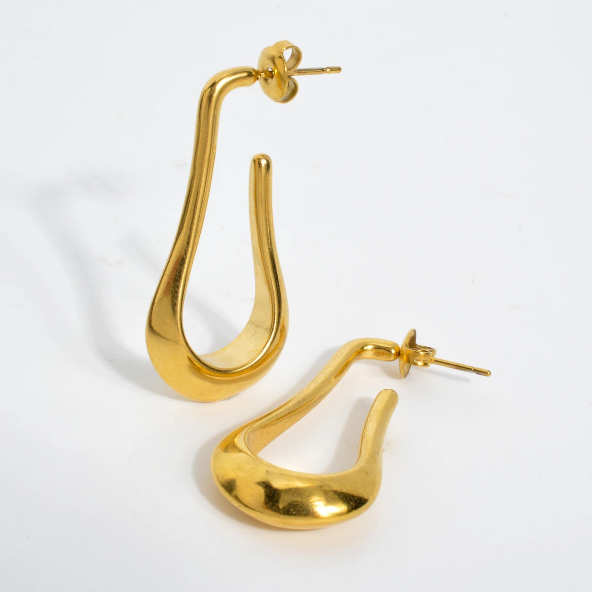 Hypoallergenic 18k Gold Plated Stainless Steel Irregular Water Drop Earrings Women