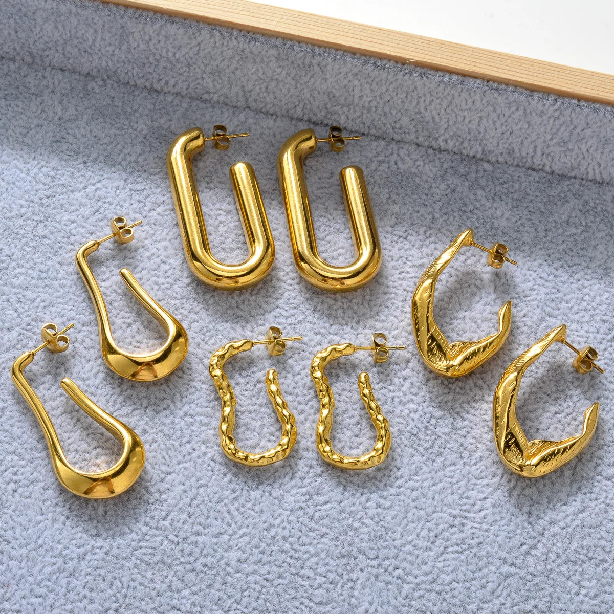 Fashion Stainless Steel Earrings Jewelry 18K Gold Plated Huggie Chunky Drop Earrings For Women