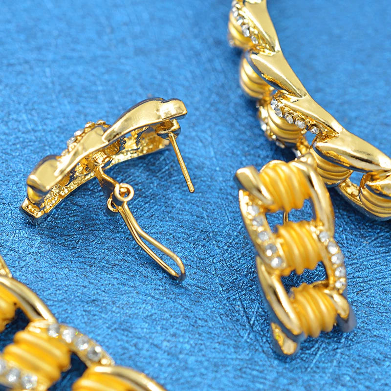 Women Wedding Party Accessories for Women Colours Italian Gold Plated Jewelry Sets Italian High Quality Copper Opp Bag Flower