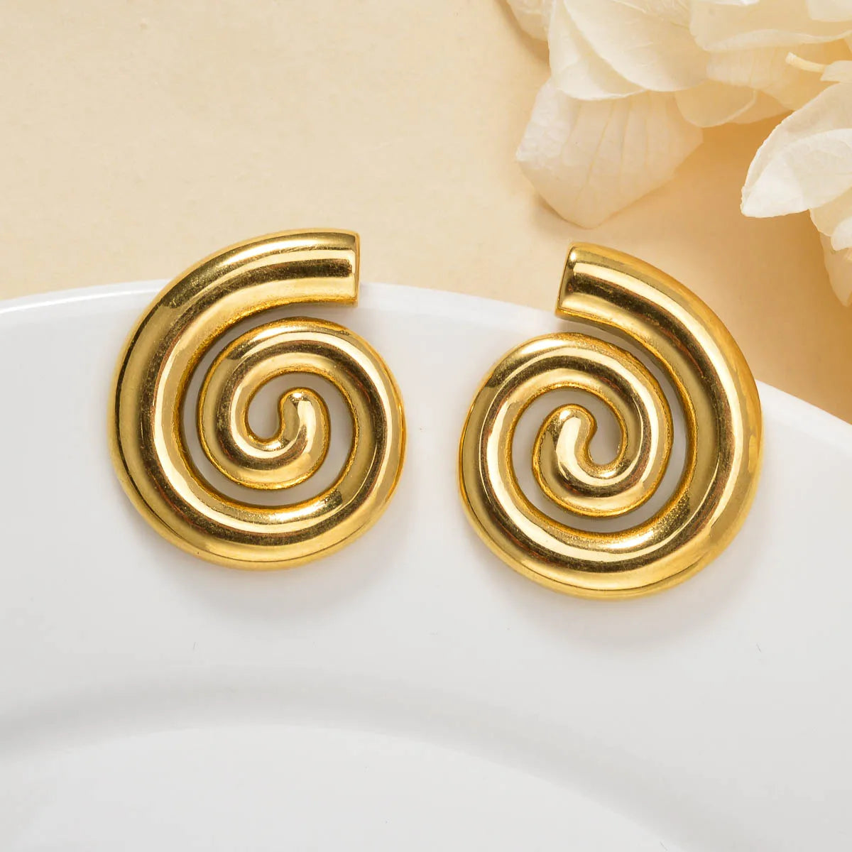 Luxury custom Fashion jewelry Wholesale bulk 18k gold plated stainless steel Flower chunky stud drop earrings women