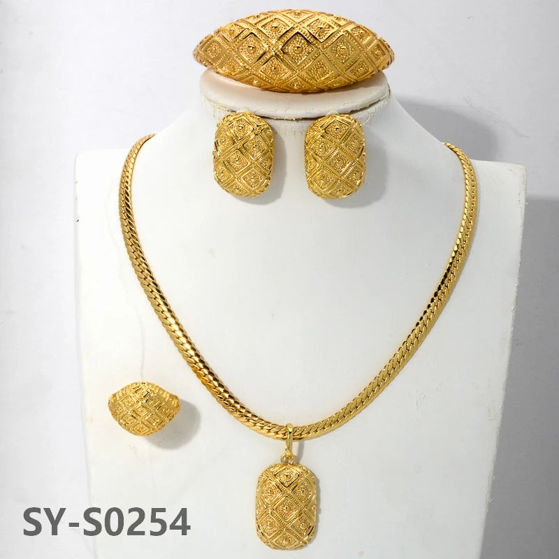 zeadear jewelry dubai 14k gold plated copper earring bracelet ring necklace jewelry sets