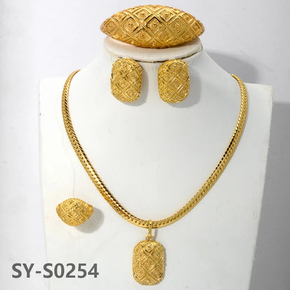 zeadear jewelry dubai 14k gold plated copper earring bracelet ring necklace jewelry sets