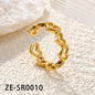 Non Tarnish Waterproof 18k Gold Plated Stainless Steel Snake Adjustable Jewelry open Ring