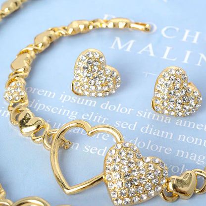 Hot Selling Brazil Gold Luxury Copper Bridal  XOXO Jewelry Set Italian Necklace Bracelet Earring Ring Four Jewelry Sets
