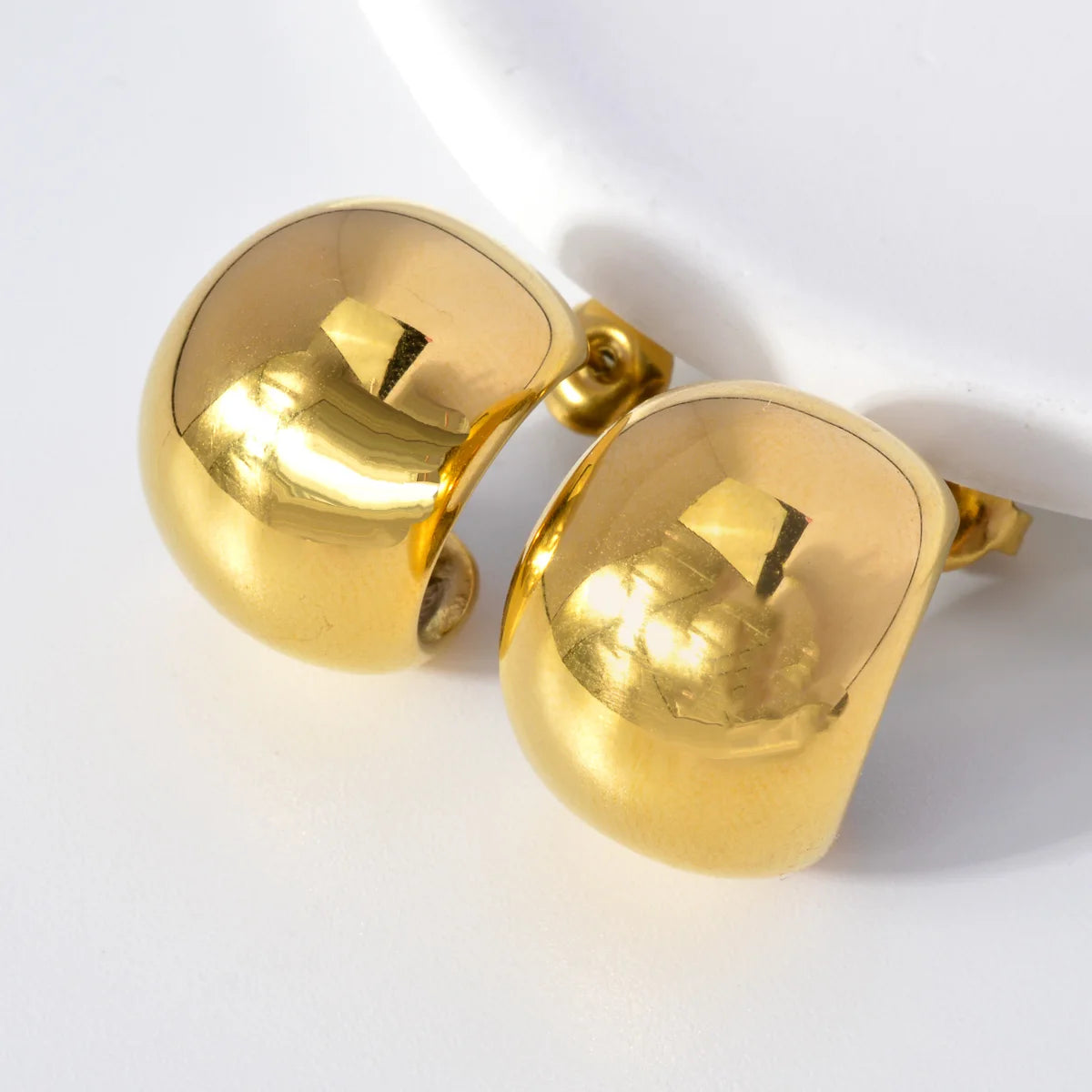Hypoallergenic Jewelry Earrings OEM Tarnish Free Stainless Steel 18k Gold Plated Thick Cc Stud Earrings Hoop Earrings For Women