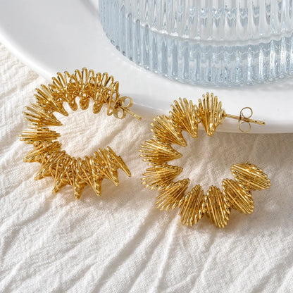 NEW Arrived 18k Gold Plated Stainless Steel Non Tarnish Waterproof Twist Drop Earrings Women