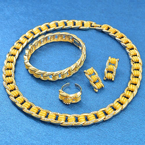 Women Wedding Party Accessories for Women Colours Italian Gold Plated Jewelry Sets Italian High Quality Copper Opp Bag Flower