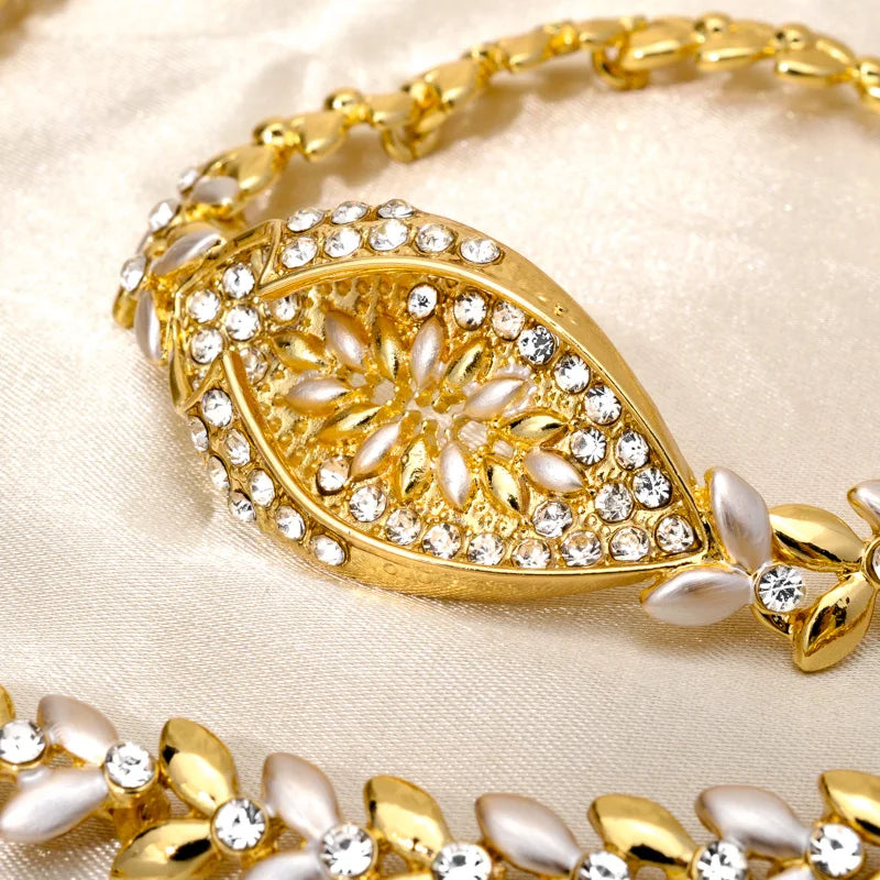 Gift Set For Saudi Dubai Long Big African Pure Gold Bridal Nigeria 18K Gold-Plated One Gram Jewellery Jewelry Set