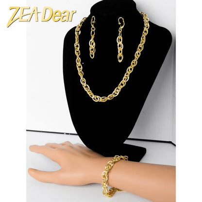 Bridal jewelry set luxury bracelet necklace and earrings for women party