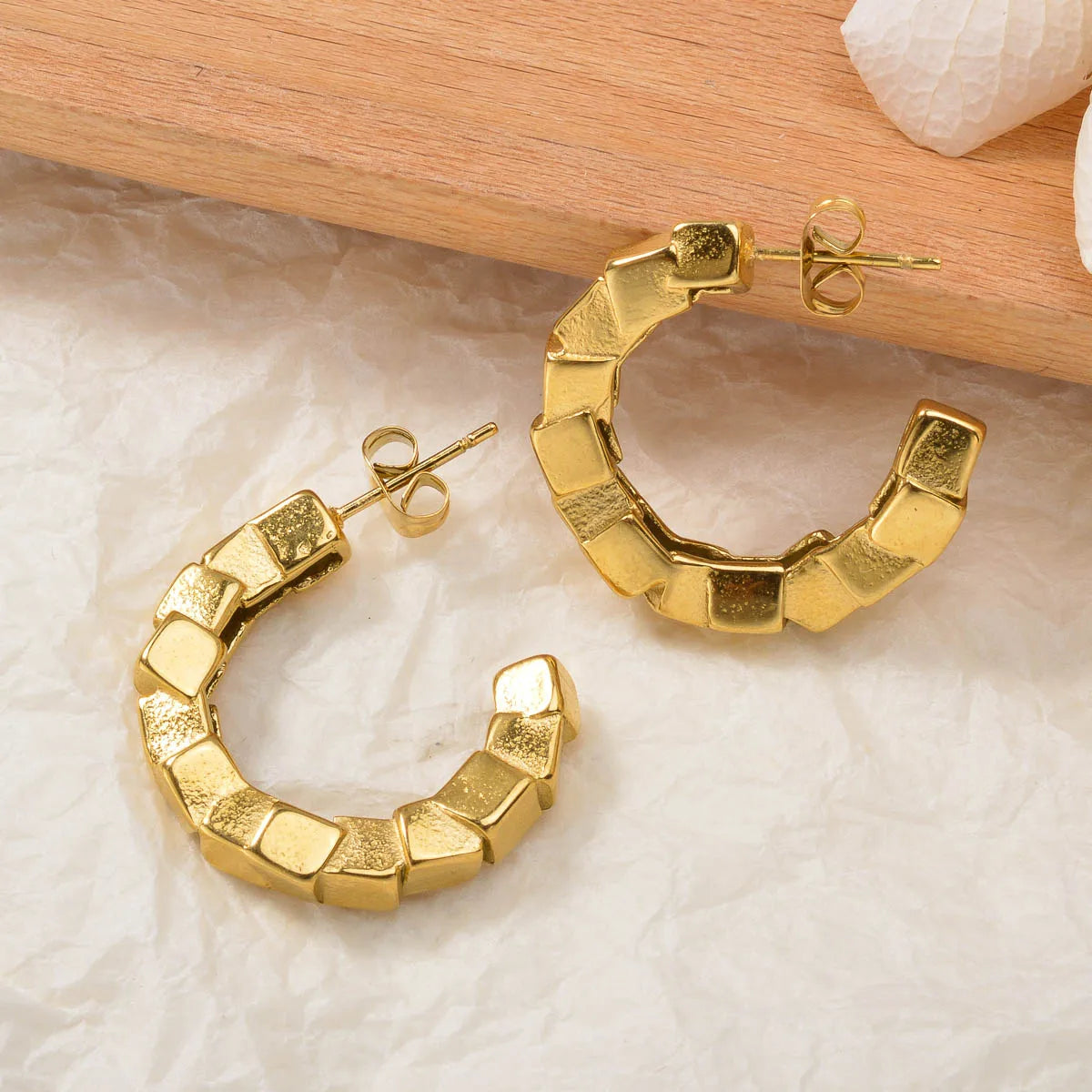 Luxury custom Fashion jewelry Wholesale bulk 18k gold plated stainless steel Flower chunky stud drop earrings women