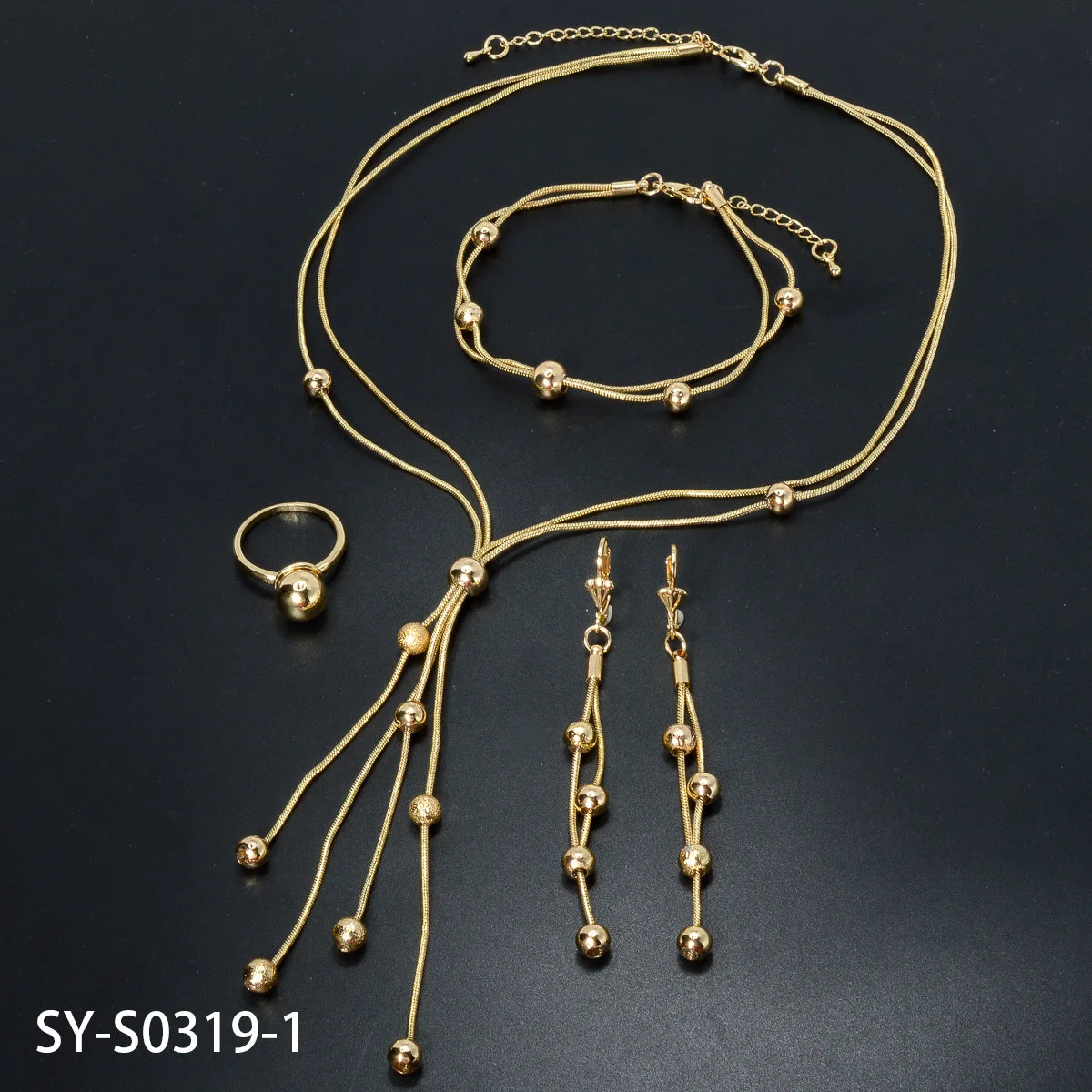 Fashion jewelry 14k Gold Plated Tassels Ball Wedding Bride jewelry Sets For Women