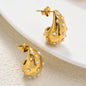 New Arrival Fashion Custom Waterproof 18k Gold Plated Stainless Steel Zircon Pearl Flower Water Drop Earrings Women