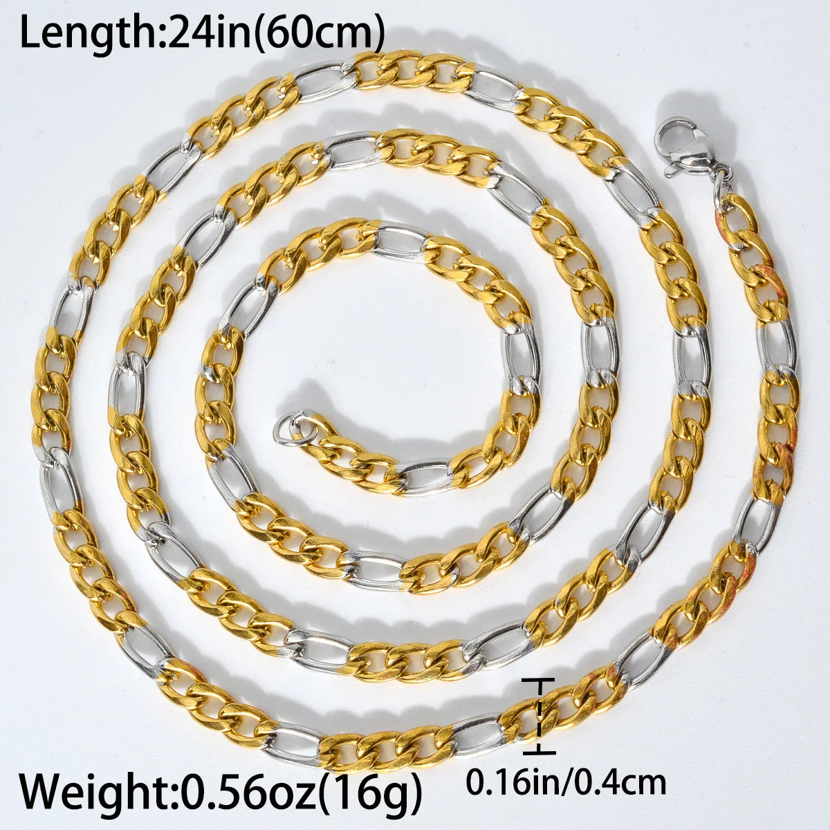 Wholesale Hiphop Jewelry Stainless Steel 18k Gold Sliver Figaro Chain Necklace Women