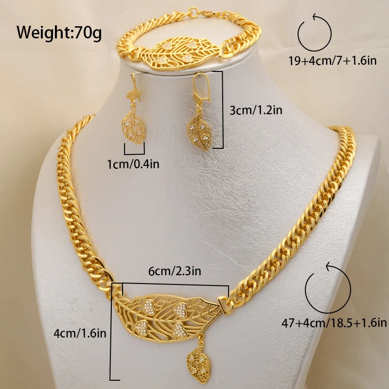 Zeadear jewelry Quality Promotional 14K Gold Dubai Jewelry Set Rhinestone Necklace And Earrings Jewellery Sets