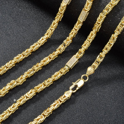 Fashion luxury Italy 750 18k gold plated high quality Copper Byzantine zircon Link Chain Necklace For Women