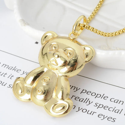ZEADear Jewelry Korean 18k Gold Color Copper Teddy Bear Pendant Necklace Dubai Statement Necklace for Women Party Friend Gift