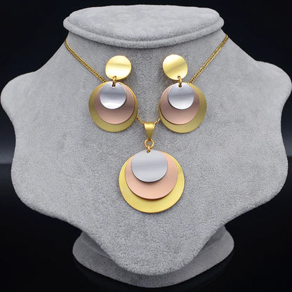 Dubai three colour jewelry set high quality copper Women wedding party bride nigerian gold plated jewelry set