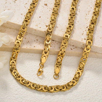 Custom Luxury 18k Gold Plated Copper  link chain Necklace and Bracelet Jewelry Sets Women