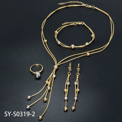 Fashion jewelry 14k Gold Plated Tassels Ball Wedding Bride jewelry Sets For Women