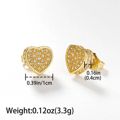 Wholesale Multi Styles Rhinestone heart Hypoallergenic 18K Gold Plated zircon stud Earrings for Women