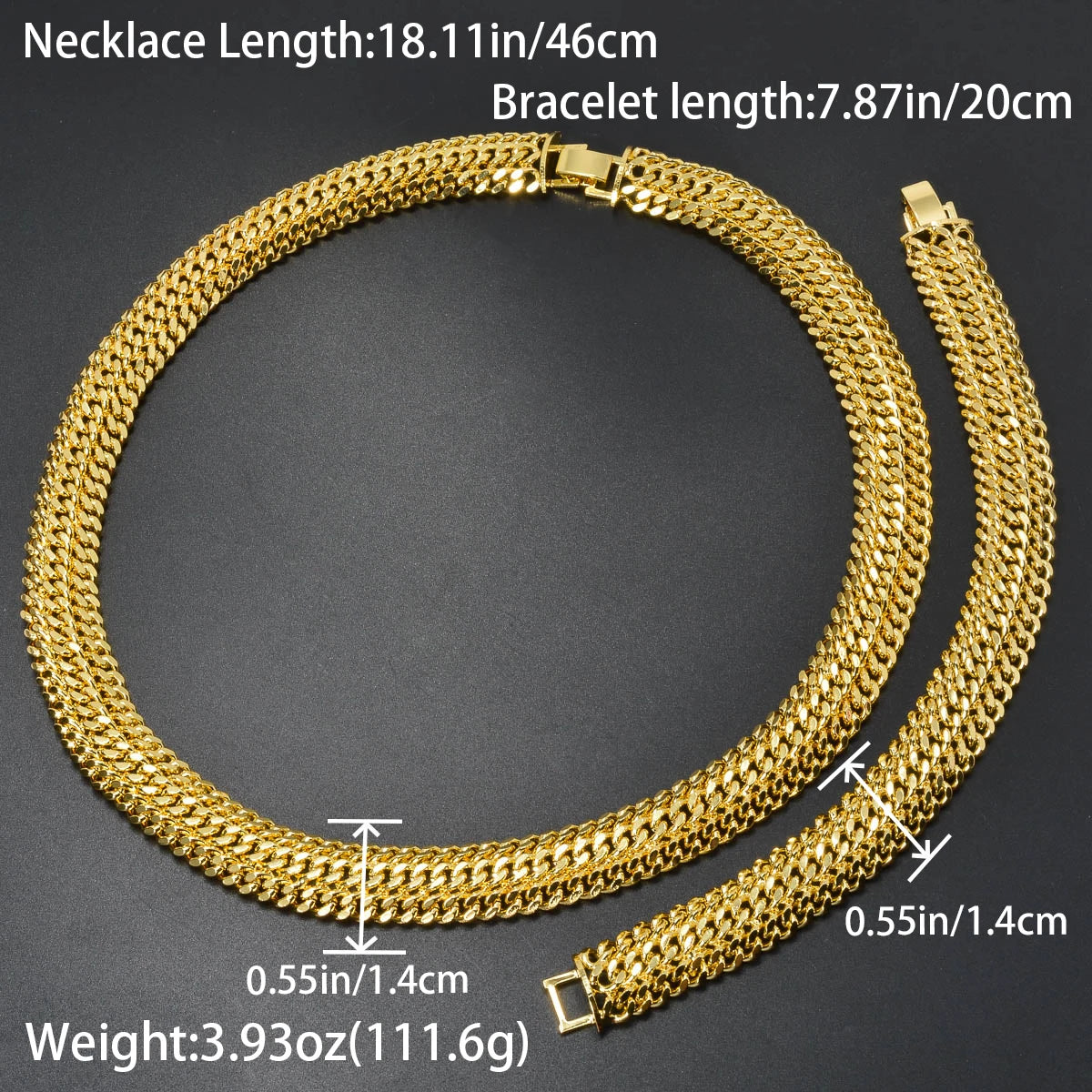 Dubai gold jewelry set gold plated necklace and bracelet set