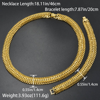 Dubai gold jewelry set gold plated necklace and bracelet set