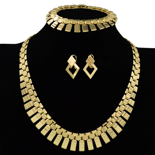 African high quality copper Women wedding party big accessories for women 14K gold jewelry set