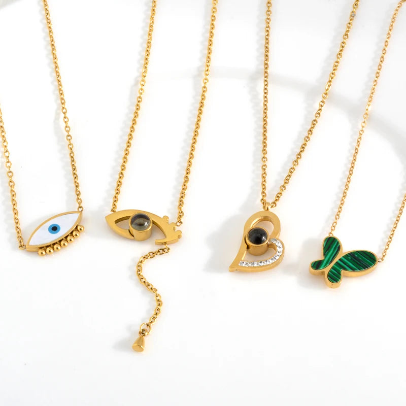 ZEADear Jewelry Charms Necklace Cute Butterfly Heart Pendants Aesthetic Clavicle Chain Necklace Lady Jewellery Accessories Gift