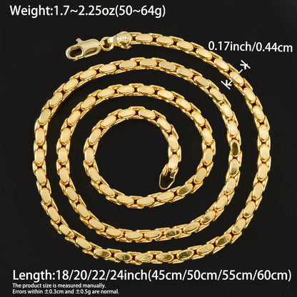 18K Gold Plated Rope Box Chain Necklace Multi Styles Copper Link Unisex Polished Fashion Jewelry Ornament Present Accessory